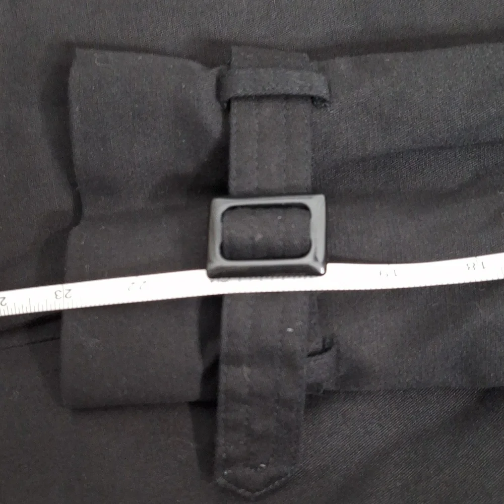 ASOS Black Double Breasted Trench Coat with Matching Belt and Button Back Detail - Picture 12 of 12